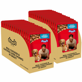 Drools Adult Real Chicken And Chicken Liver Chunks In Gravy Pack Of 30