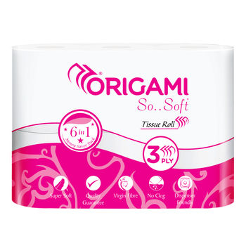 Origami 3 Ply Toilet Tissue Paper Roll - 160 Pulls Per Roll