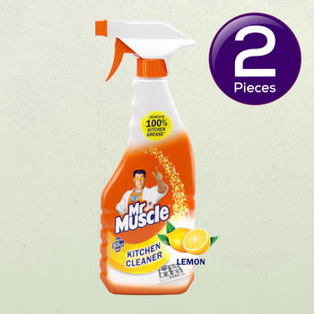 Mr. Muscle Kitchen Cleaner Spray, Fresh Lemon, Removes 100% Kitchen Grease 450 ml Combo