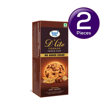 Sugar Free D'Lite Choco Chip Cookies | Zero Added Sugar | Made with Oats & Quinoa 75 g Combo