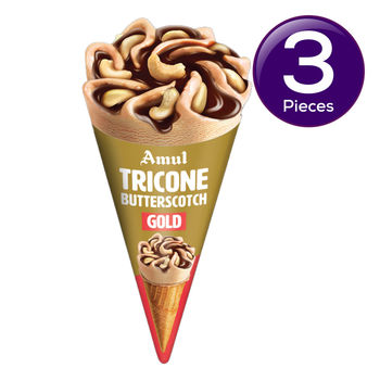 Amul Gold TriCone Butterscotch Ice Cream Cone 120 ml Combo