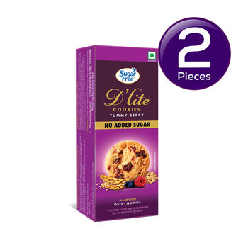 Sugar Free D'Lite Yummy Berry Cookies | Zero Added Sugar | Made with Oats & Quinoa 75 g Combo