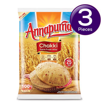 Annapurna Chakki Whole Wheat Atta/ 100% Whole Wheat, No Maida 1 kg Combo