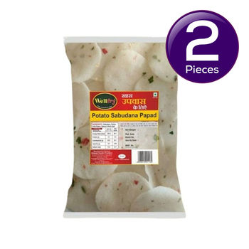 Wellfry Potato Sabudana Papad | Upwas Papad/ Fast Papad/ Sendha Namak 150 g Combo