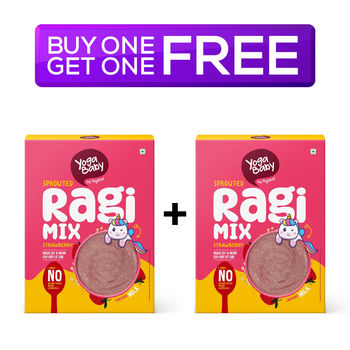 Yoga Baby by Yoga Bar Sprouted Ragi Mix Strawberry | Cereal Porridge Mix | Slurp Baby Foods 200 g Combo