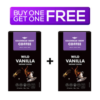 Colombian Brew Vanilla Instant Coffee Powder No Sugar Vegan 50 g Combo
