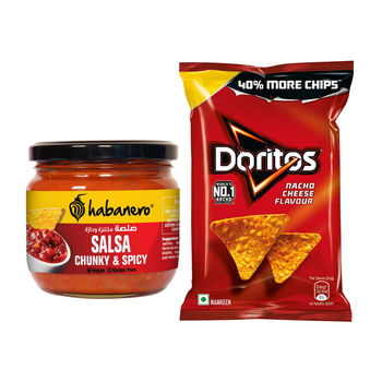 Habanero Spicy Salsa Dip(270gms) & Doritos Nacho Chips - Cheese Flavour(82gms) Combo