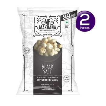 MR. MAKHANA Fox Nuts Black Salt - Delicious Teatime Snack, Popped Lotus Seeds, Roasted In Olive Oil 55 g Combo