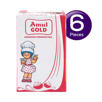 Amul Gold Homogenised Standardised Milk (Tetra Pack) 1 l Combo