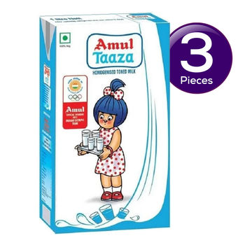 Amul Taaza Toned Homogenised Milk (Tetra Pack)