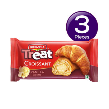Britannia Treat Croissant - with Vanilla Creme Filling 100% Veg 45 g Combo