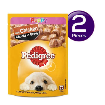 Pedigree Puppy Wet Dog Food, Chicken Chunks In Gravy 70 g Combo