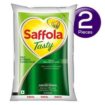 Saffola Tasty + | 50% More Oryzanol | Edible Oil - Pouch 1 l Combo