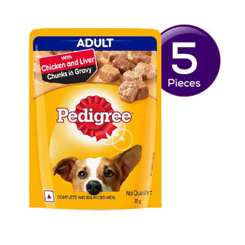 Pedigree Adult Wet Dog Food, Chicken & Liver Chunks In Gravy Pouch 70 g Combo