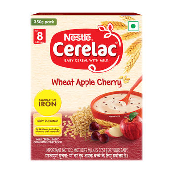 Nestle Cerelac Baby Cereal with Milk Wheat Apple Cherry | 8 to 24 Months | Iron and Protein