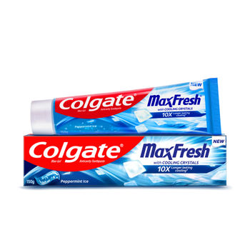 Colgate MaxFresh Toothpaste, Blue Gel Paste with Menthol for Super Fresh Breath (Peppermint Ice)