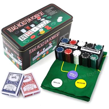 Toyshine Casino Style Poker Chips Set with, 2 Decks of Cards, 1 Dealer Button - 200 Chip set