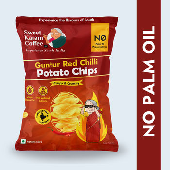 Sweet Karam Coffee Guntur Red Chilli Potato Chips - No Palm Oil