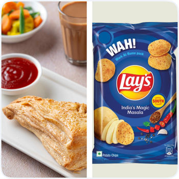 Veg Puff & Lay'S India'S Magic Masala Potato Chips Combo