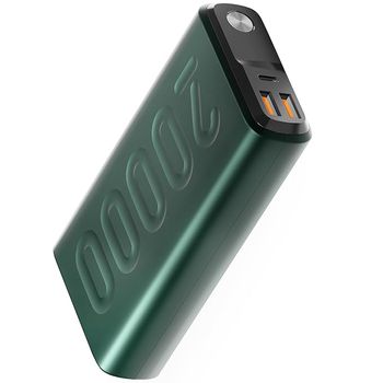 Ambrane 20000Mah Powerbank, 22.5W Fast Charging, Triple Output (2 Usb & 1 Type C) (Stylo 20, Green)