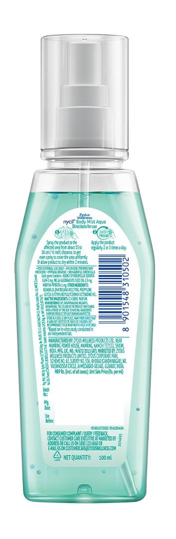 Nycil Soothing & Refreshing Body Mist Aqua For Prickly Heat Rashes & Allergies