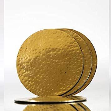 Bar Box Gold Plating Hammered Design Coasters With Velvet Base For Drinks (Set Of 4)