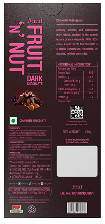Amul Fruit 'N' Nut Chocolate 150 g Combo
