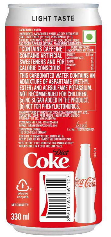Diet Coke Cola Diet Soft Drink Can