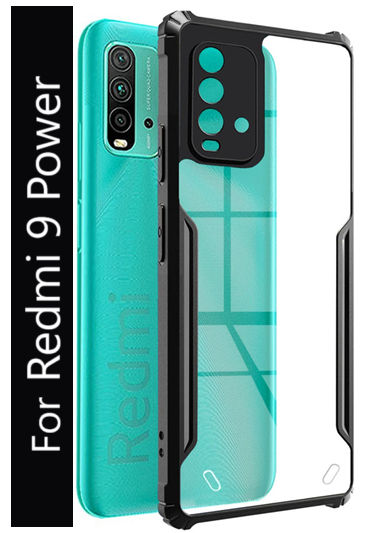 Kwine Case Redmi 9 Power Back Cover - Black Bordered Transparent Case