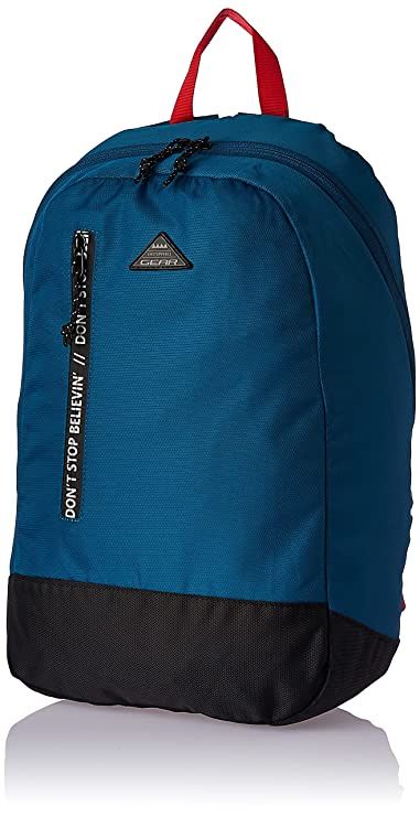 Gear Unisex Colorblocked Polyester 17 L Top Handle Casual Backpack | Black and Blue - M