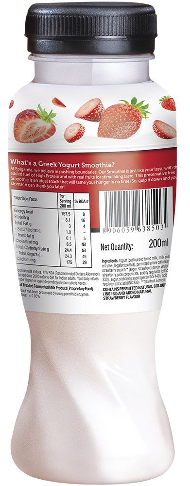 Epigamia Greek Yogurt Smoothie- Strawberry 180 ml Combo