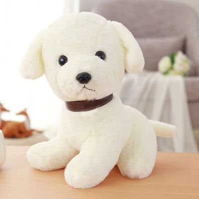 Babique Dog Sitting Plush Soft Toy Cute Kids Animal Home Decor Boys/Girls White (25 cm)