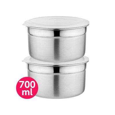 Vinayak Storage Stainless Steel Canister Set (700 Ml, 2 Pieces)