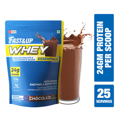 Fast&Up Whey Protein 24 g Protein + 5.5 g BCAA + 4 g Glutamine (Rich Chocolate Flavour - 25 Servings)