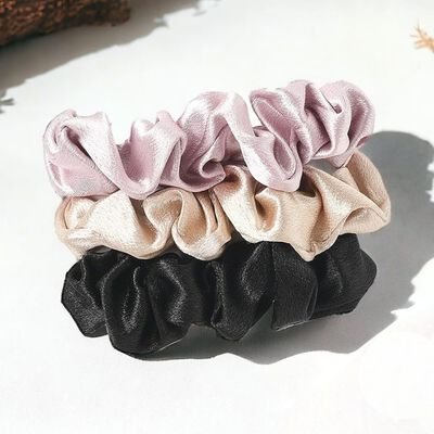 Jewels Galaxy Multicolor Daily-Use Satin Scrunchies (1 Pack 3 Pieces)