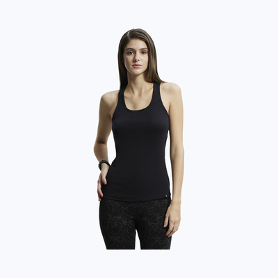 Jockey 1467 Women's Super Combed Cotton Rib Solid Tank Top|Slim Fit|Racerback | Black-L