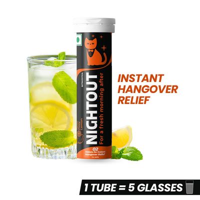 Fast&Up Nightout Promotes Instant Hangover Relief Electrolytes Amino B-Vitamins Fizzy Lemon Flavour