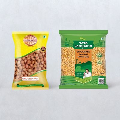 Sri Bhagyalakshmi Ground Nut(500 gms) & Tata Sampann Unpolished Toor Dal (Arhar Dal)(500 gms) Combo