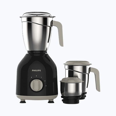 Philips Mixer Grinder | 750 W | 1.5 L | High - Grade Plastic Body | 3 SS Jar (Hl7756/01) - Black