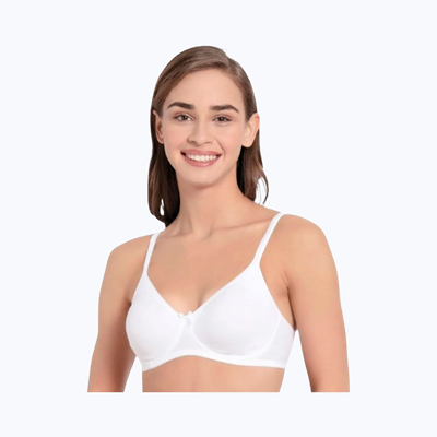 Jockey 1722 Women's Wirefree Non Padded Cotton | Medium Coverage | Concealed Shaper Panel | White - 36C