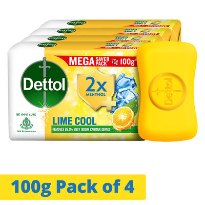 Dettol Lime Cool Bathing Soap Bar with 2X Menthol & long Lasting Freshness