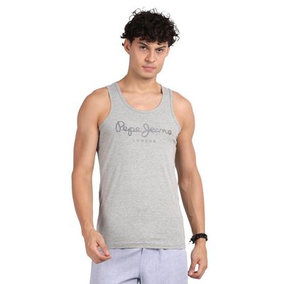 Pepe Jeans Men's Solid Super Combed Cotton Vest | Grey - XL