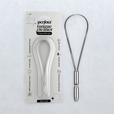 Perfora Silver Tongue Cleaner For Fresh Breath, Improved Taste Sense & Bacteria Removal