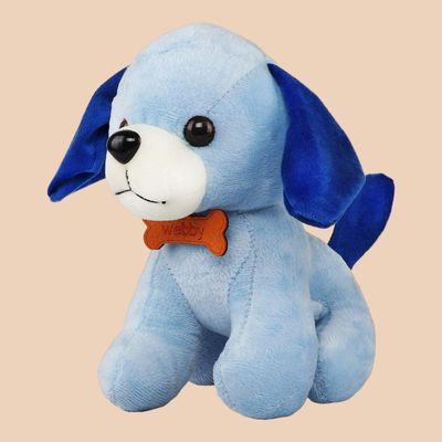 Webby Soft Animal Plush Standing Dog Toy 20cm, Blue