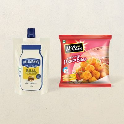 Hellmann'S Veg Mayonnaise(85gms) & Mccain Chilli Garlic Potato Bites Crunchy Potato Nuggets(420gms) Combo