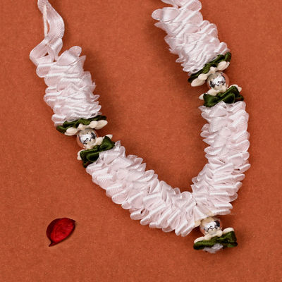 Mayyur Pooja Mala - White | 8 Inch