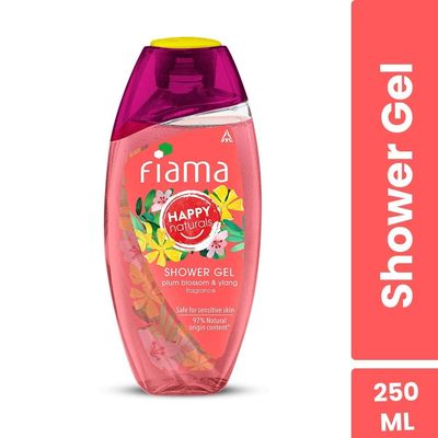 Fiama Happy Naturals Body Wash Shower Gel, Plum Blossom & Ylang Body Wash for Women & Men