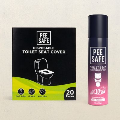 Disposable Toilet Seat Cover(20pc) & Peesafetoilet Seat Sanitiser Floral(75ml) Combo
