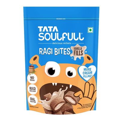 Tata Soulfull Ragi Bites Vanilla Fills, No Maida, More Cream Filling, Kids Cereal