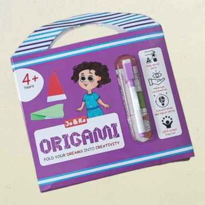 JoGenii Origami Kit - 100 Sheets With Instruction Booklet And Marker | Travel Friendly